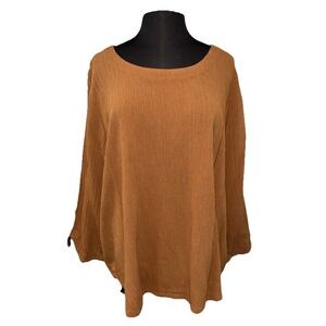 NEW Focus Oversized‎ Top Women's Size XL Toffee Brown 3/4 Sleeve Relaxed